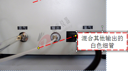 圖3 氧氣和氮?dú)饣旌蠚怏w從設(shè)備主機(jī)輸出到燃燒筒的輸出管為直徑4mm的白色細(xì)管