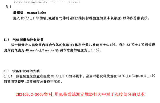 GB2406.2-2009塑料_用氧指數(shù)法測(cè)定燃燒行為中對(duì)于溫度部分的要求